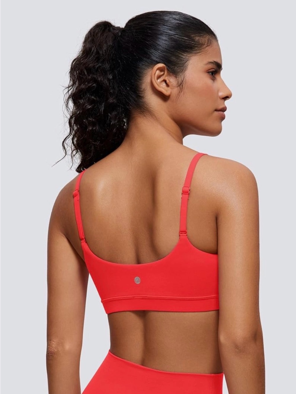 CRZ YOGA Butterluxe Women's Adjustable Spaghetti Padded  Sports Bra red Size L - Picture 2 of 6